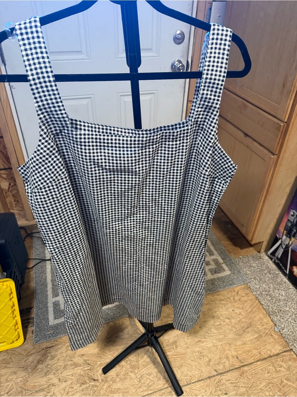 A New Day Black White Gingham Mini Dress XL NWT Sleeveless Square Neck - Picture 6 of 9